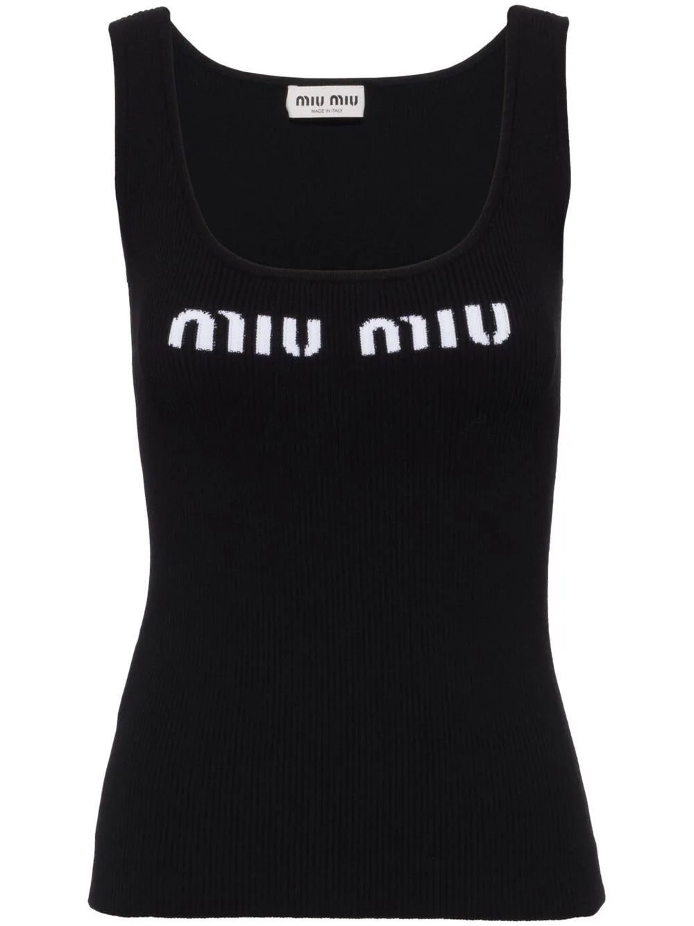 Miu Miu logo-knit ribbed tank top