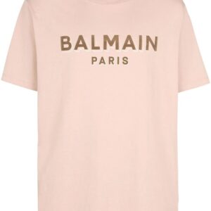 Balmain  flocked-logo cotton T-shir