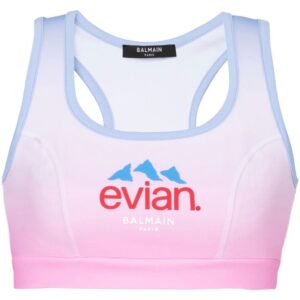 Balmain x Evian logo-print sports bra