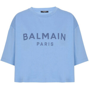 Balmain  logo-print cropped T-shirt