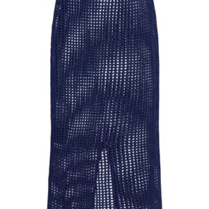 Prada openwork-knit cotton midi skirt
