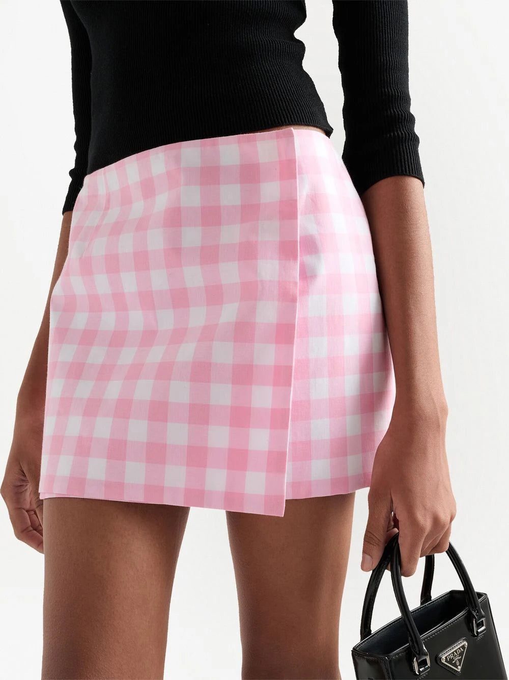 Prada gingham wrap mini skirt - Image 4