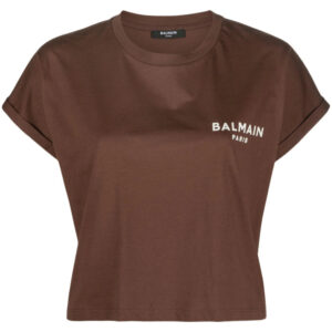 Balmain  logo-print cropped T-shirt