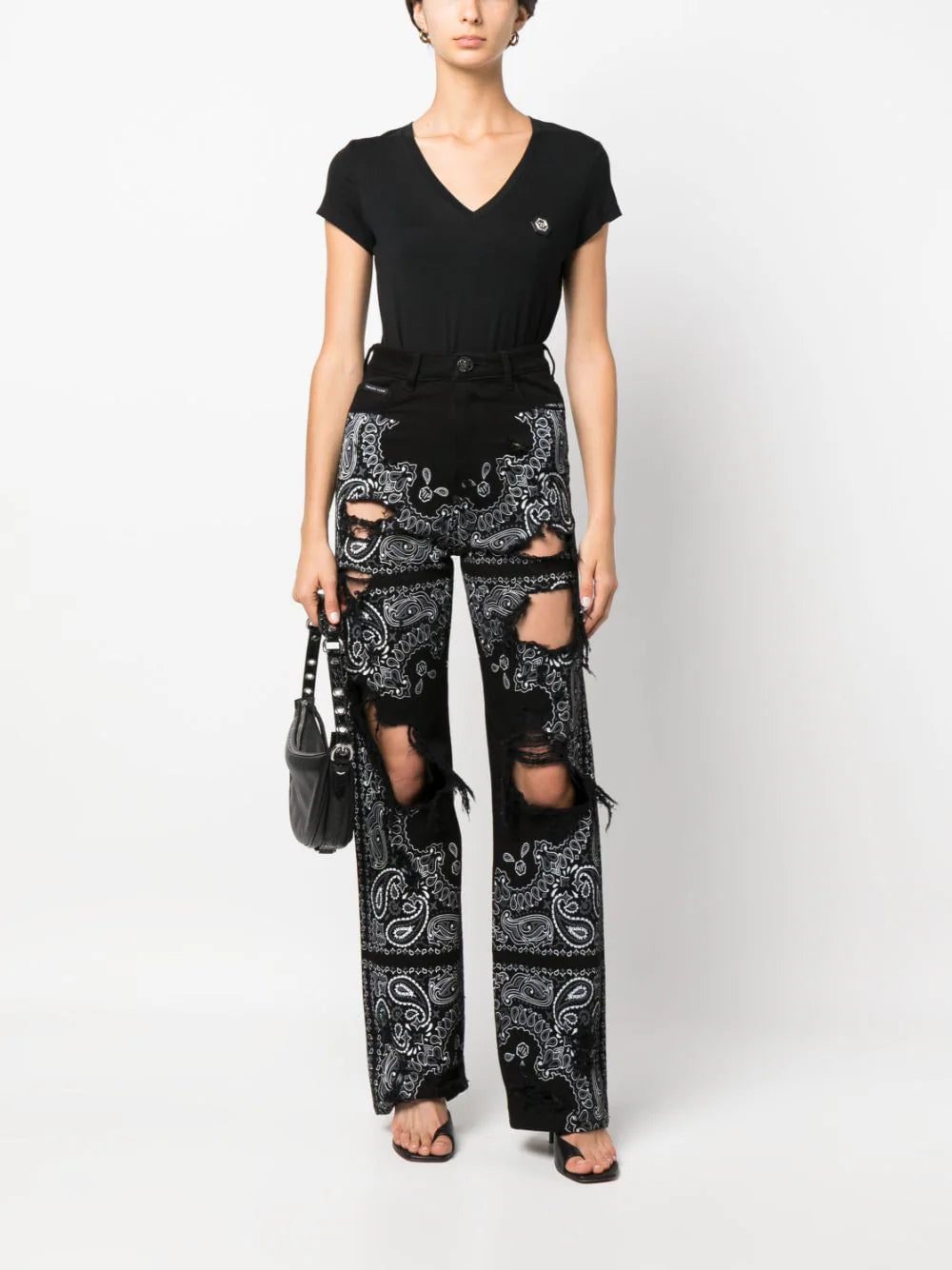 Philipp Plein logo-patch V-neck T-shirt - Image 2