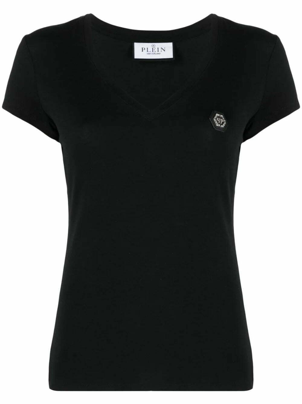 Philipp Plein logo-patch V-neck T-shirt