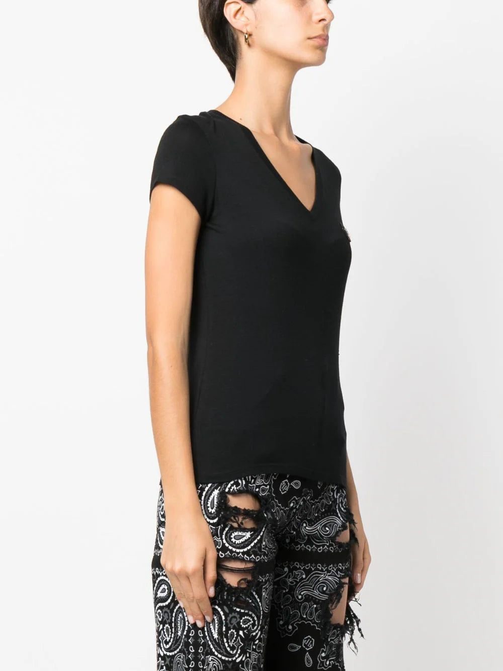 Philipp Plein logo-patch V-neck T-shirt - Image 3