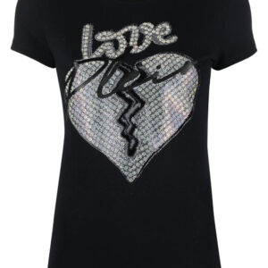 Philipp Plein  heart-motif rhinestone-embellished T-shirt