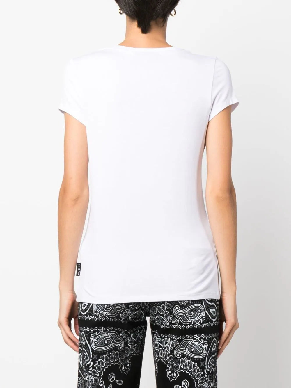 Philipp Plein logo-patch V-neck T-shirt - Image 4