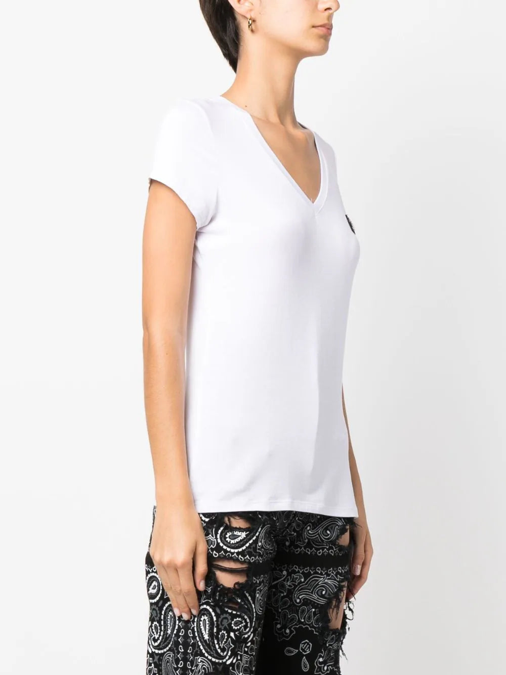 Philipp Plein logo-patch V-neck T-shirt - Image 3