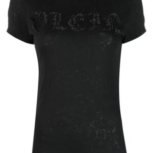 Philipp Plein  rhinestone-logo snake-print T-shirt