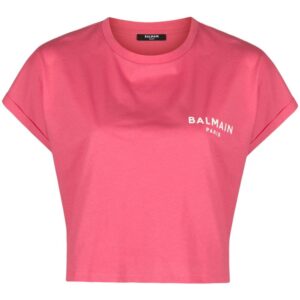 Balmain  logo-print cropped T-shirt