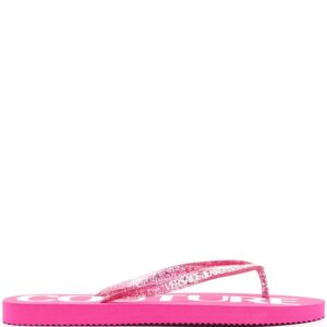 Versace Jeans Couture logo-print glitter flip flops