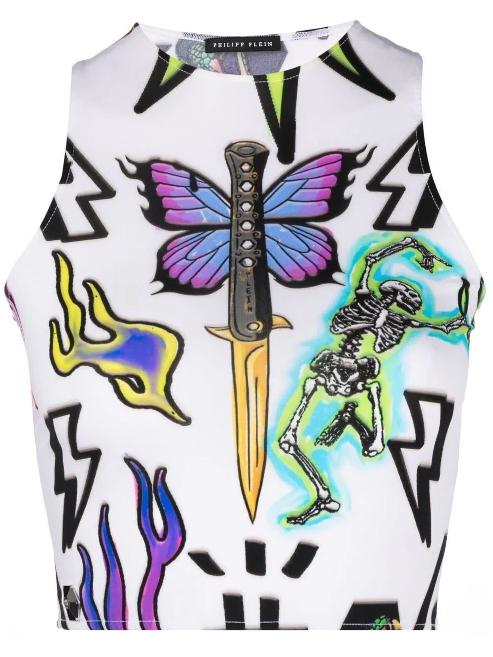 Philipp Plein tattoo monogram cropped top