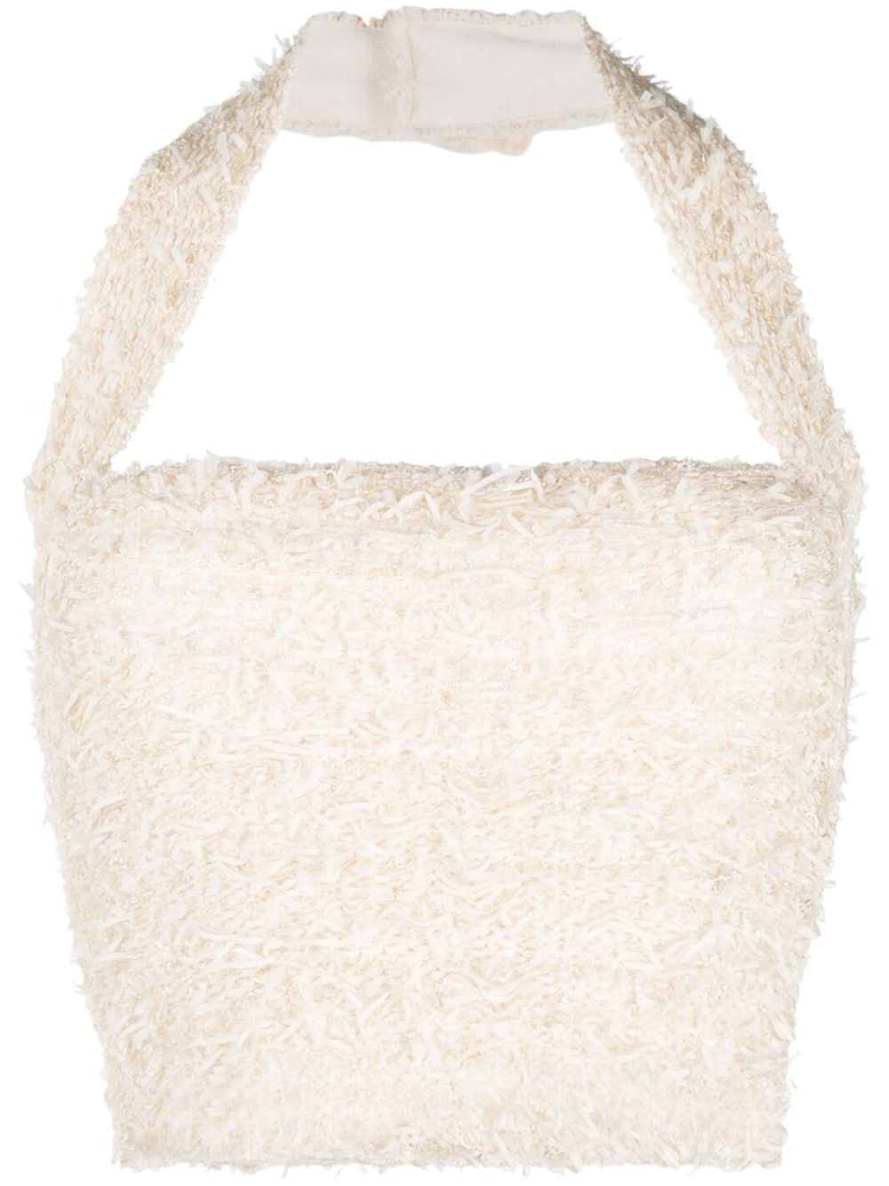 Balmain square-neck tweed crop top