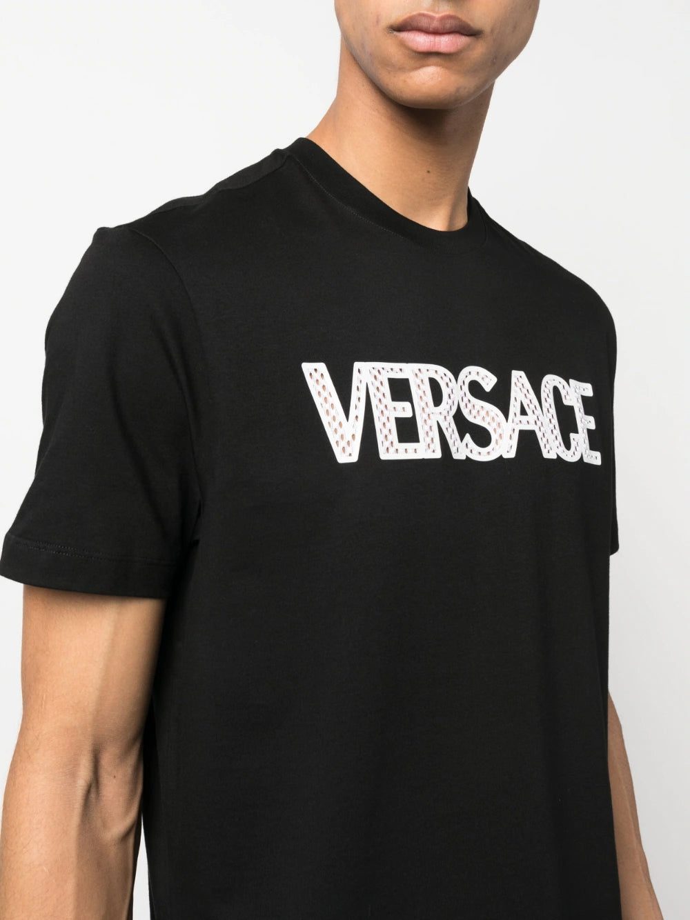 Versace mesh logo appliqué T-shirt - Image 4