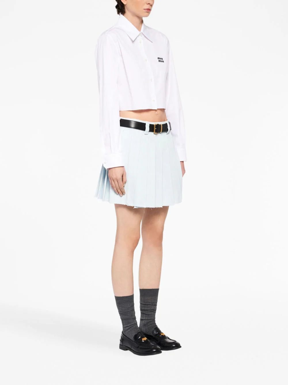Miu Miu pleated denim mini skirt - Image 3