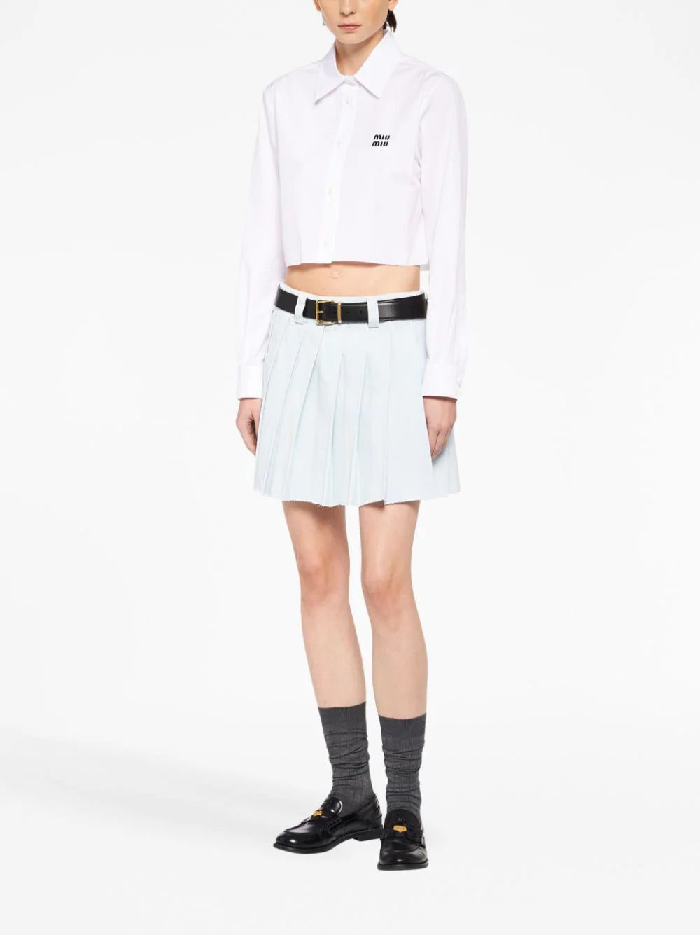 Miu Miu pleated denim mini skirt - Image 2