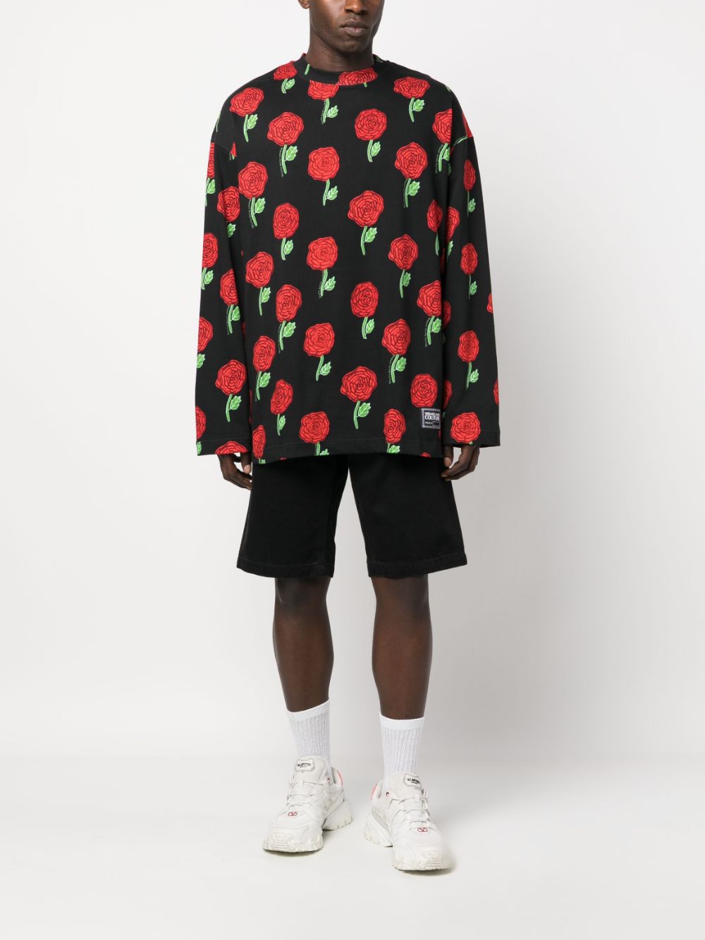 Versace Jeans Couture Interlock rose-print oversized T-shirt - Image 2
