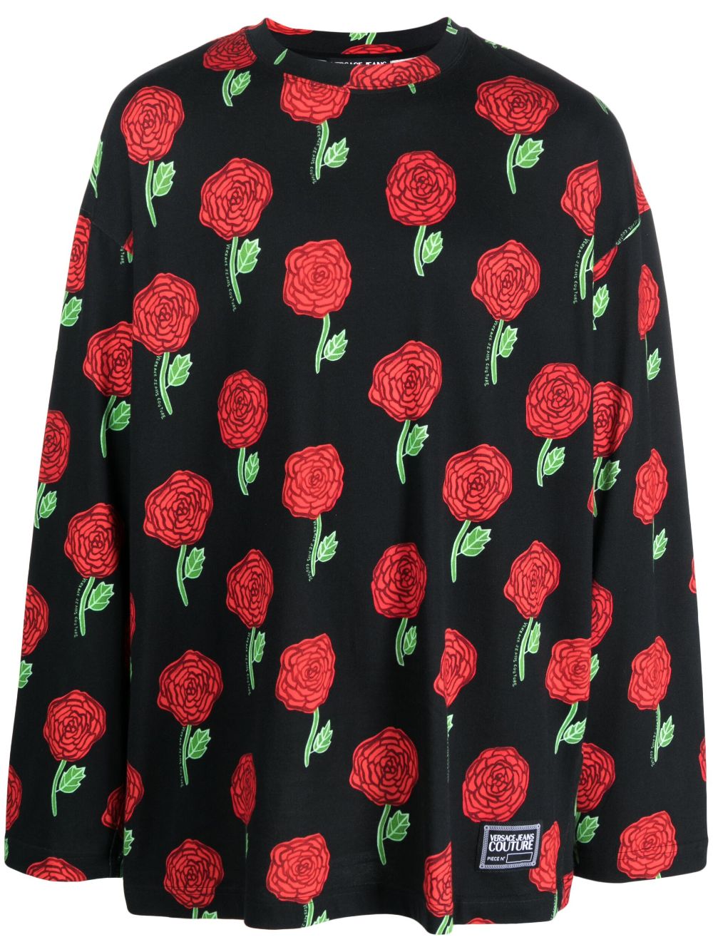 Versace Jeans Couture Interlock rose-print oversized T-shirt