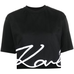 Karl Lagerfeld logo-print organic-cotton cropped T-shirt