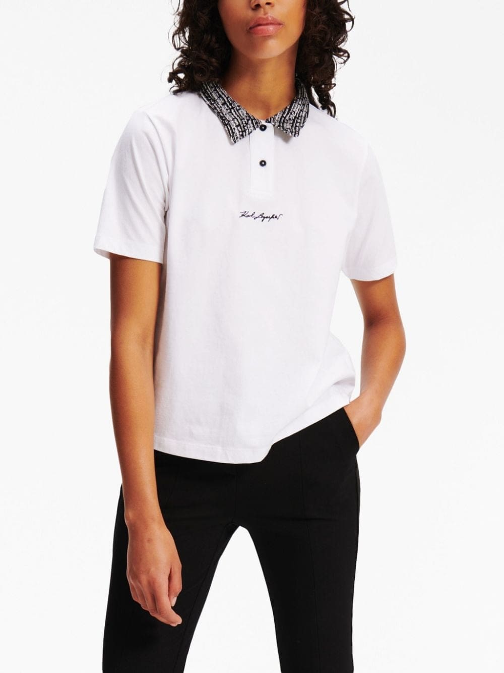Karl Lagerfeld logo-print organic cotton polo shirt - Image 3