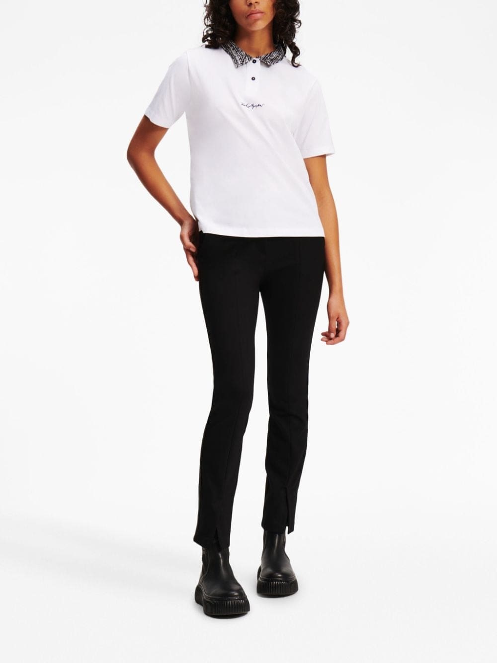 Karl Lagerfeld logo-print organic cotton polo shirt - Image 2