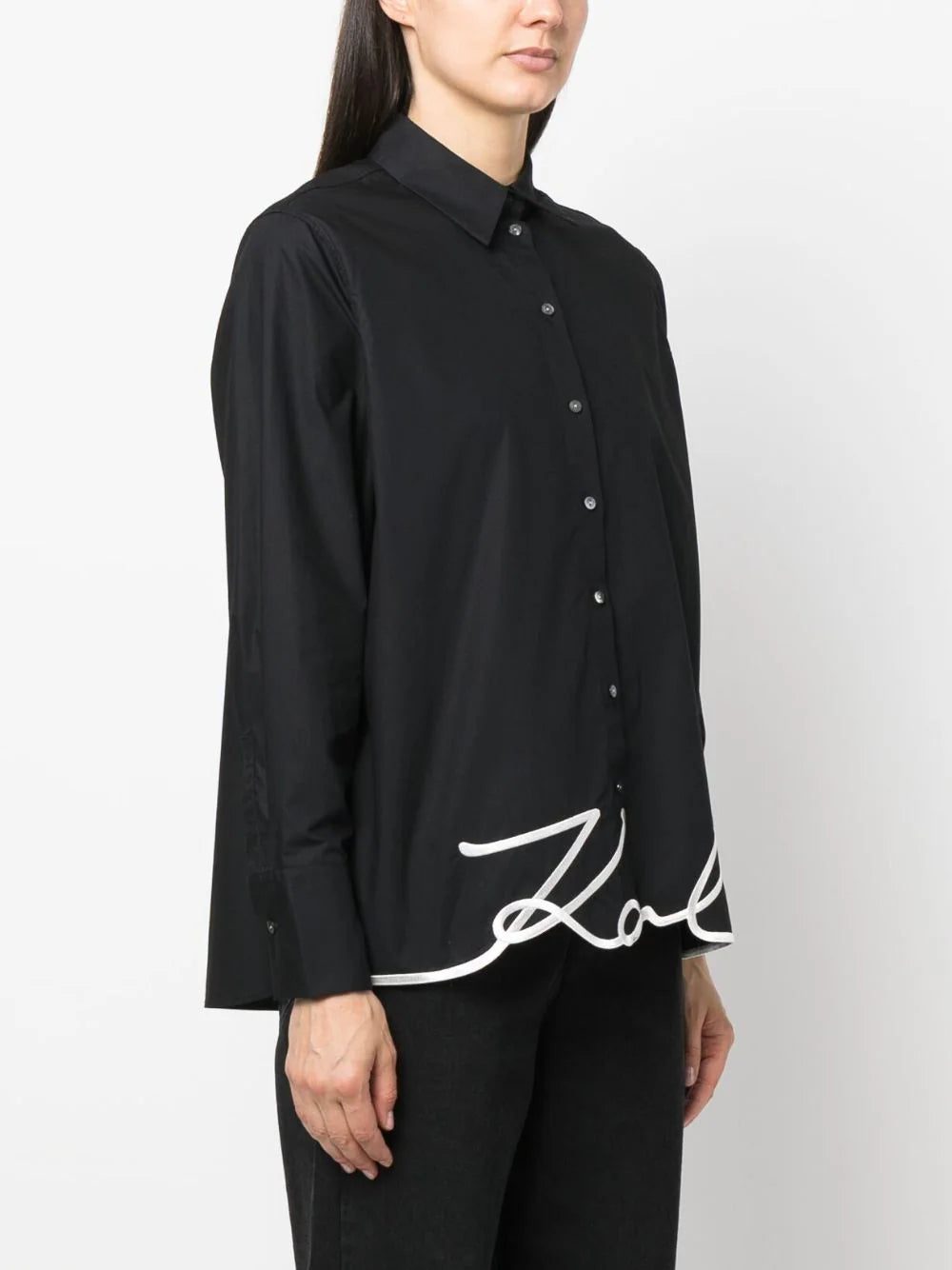 Karl Lagerfeld signature-embroidery organic cotton shirt - Image 3
