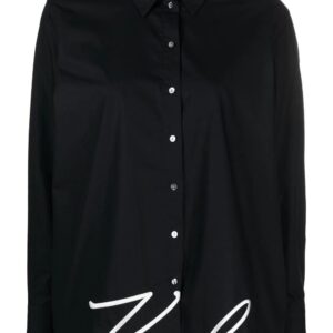 Karl Lagerfeld  signature-embroidery organic cotton shirt