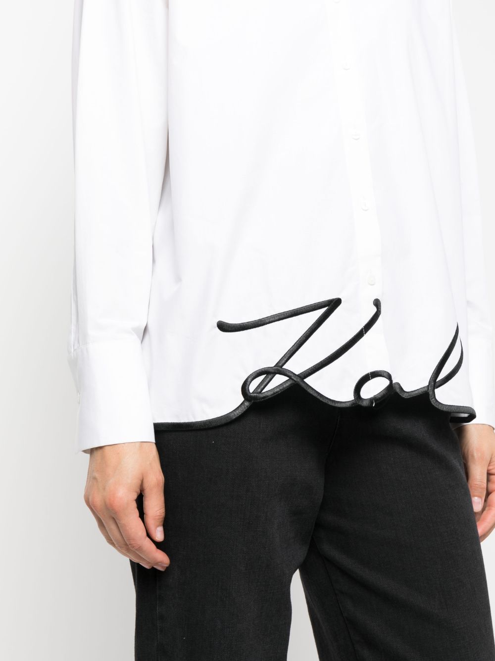 Karl Lagerfeld signature-embroidery organic cotton shirt - Image 5