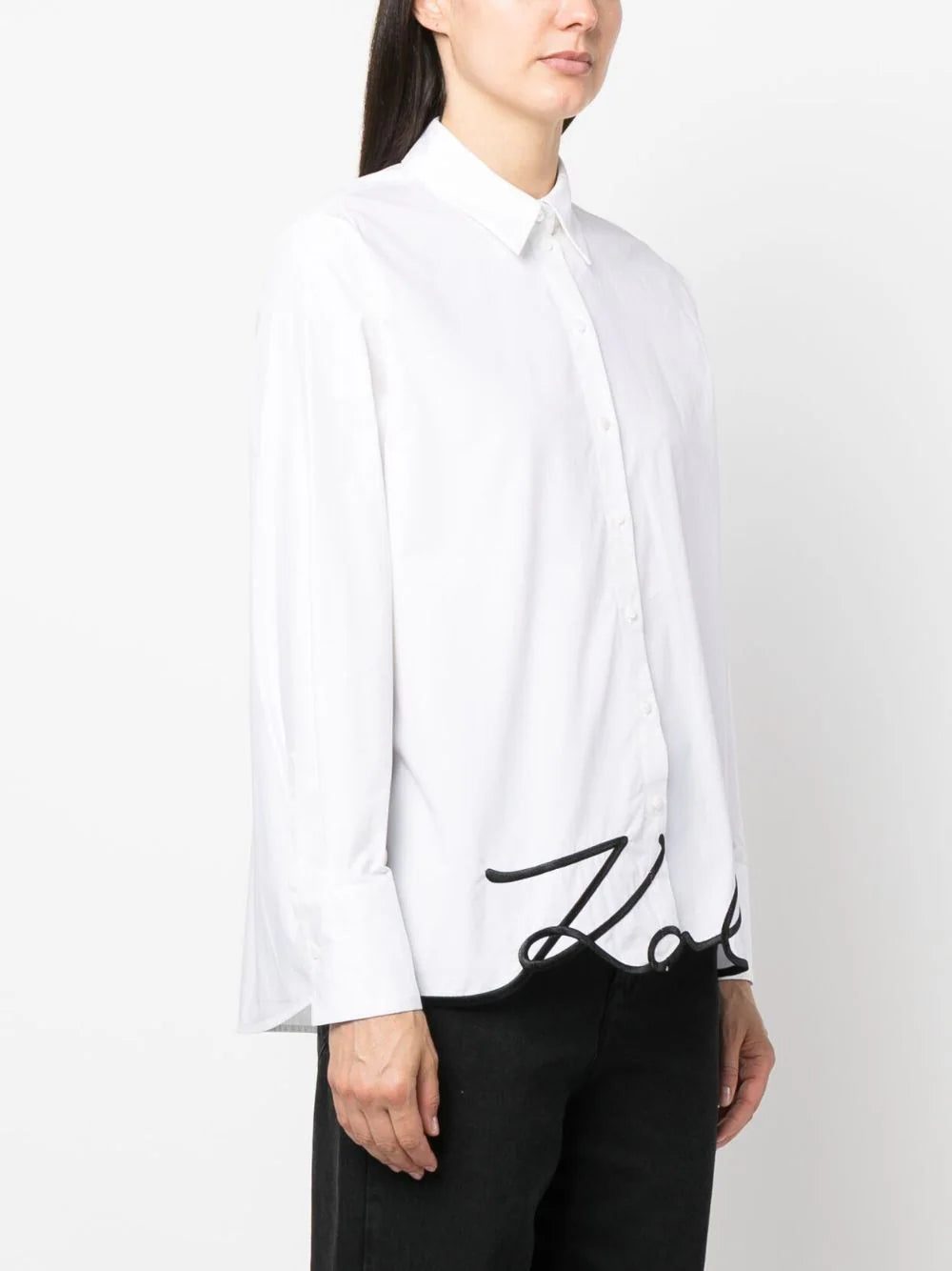 Karl Lagerfeld signature-embroidery organic cotton shirt - Image 3