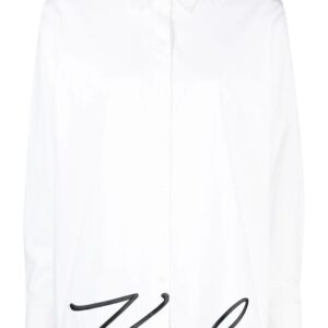 Karl Lagerfeld  signature-embroidery organic cotton shirt
