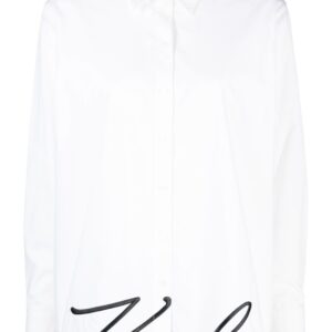 Karl Lagerfeld signature-embroidery organic cotton shirt