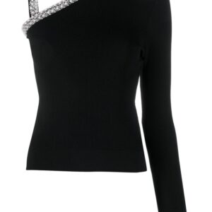 Karl Lagerfeld faux-pearl one-shoulder top