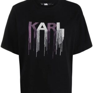 Karl Lagerfeld  rhinestone-embellished logo-print T-shirt