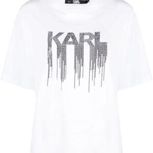 Karl Lagerfeld  rhinestone-embellished organic-cotton T-shirt
