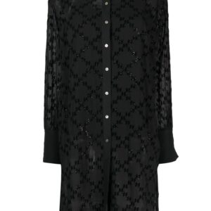 Karl Lagerfeld monogram-jacquard glitter-detail shirt