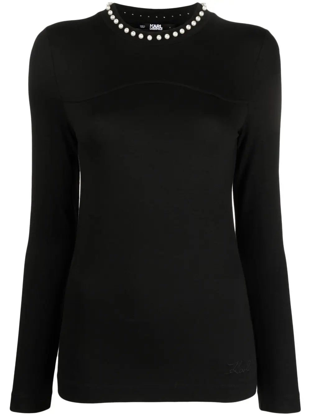 Karl Lagerfeld faux-pearl-embellished long-sleeve top