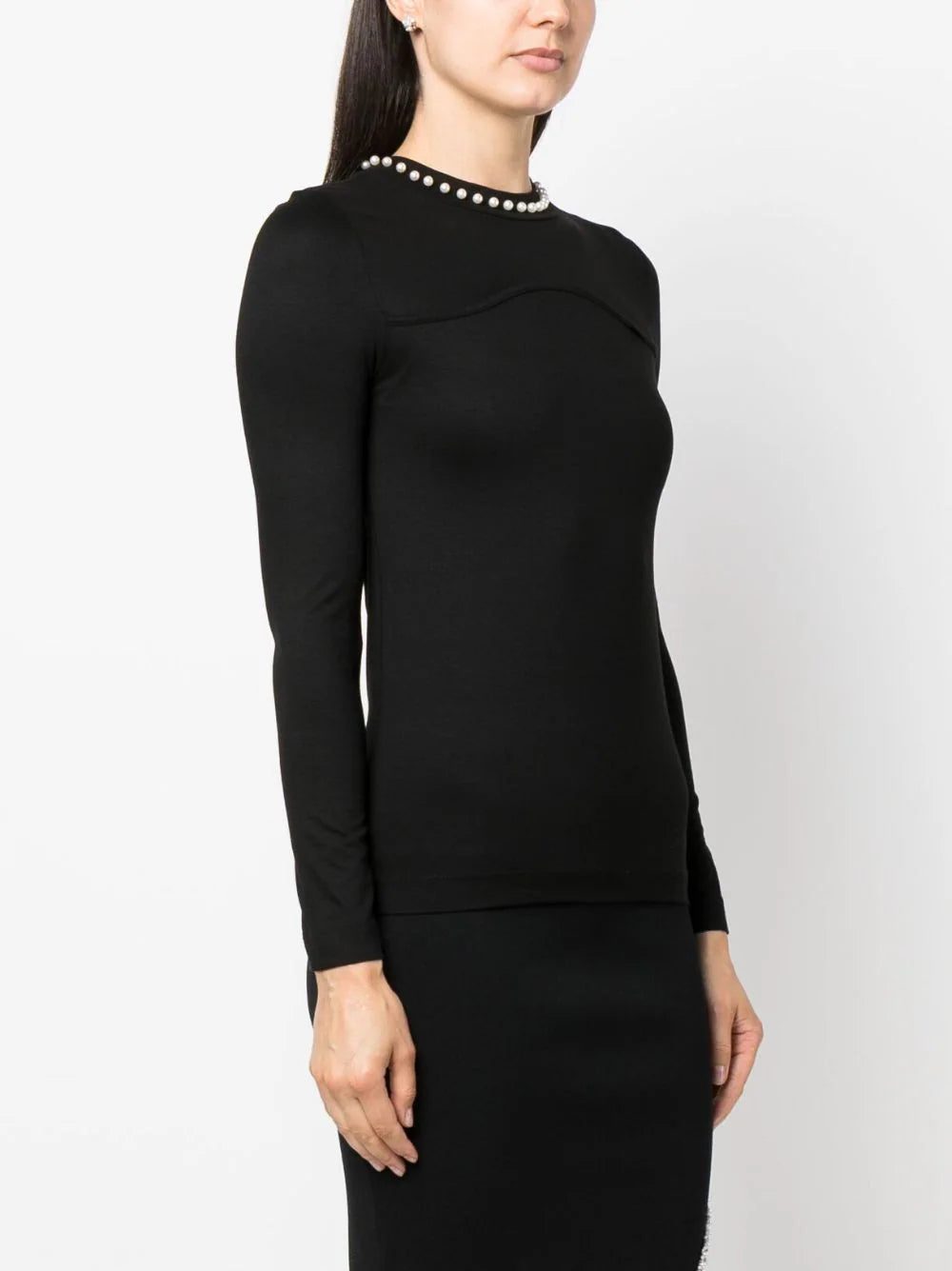 Karl Lagerfeld faux-pearl-embellished long-sleeve top - Image 3