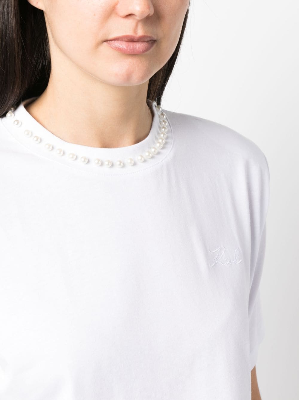 Karl Lagerfeld faux-pearl-embellished padded T-shirt - Image 5