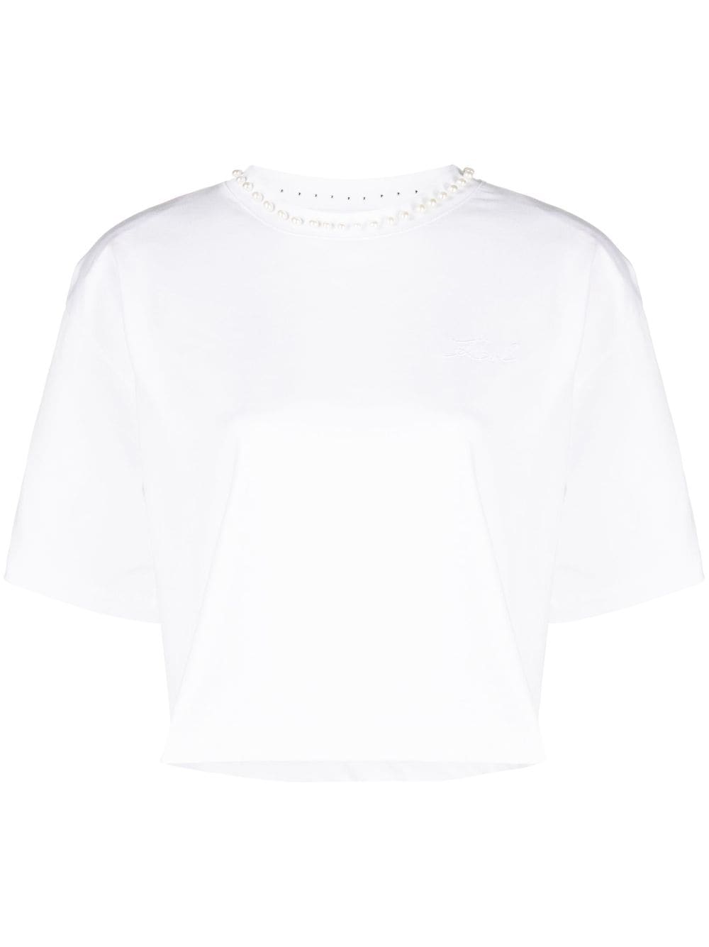 Karl Lagerfeld faux-pearl-embellished padded T-shirt