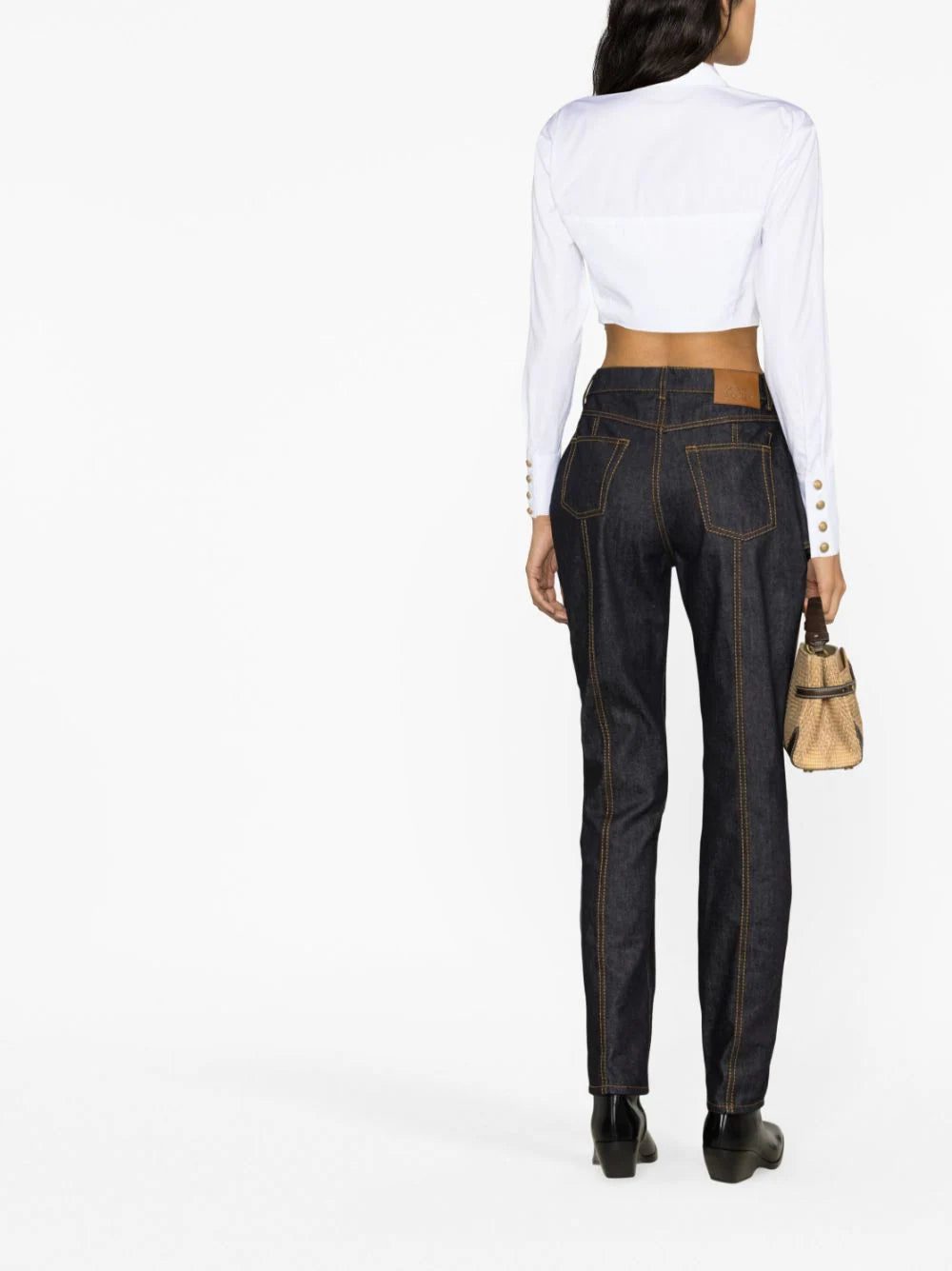 Balmain cropped ruched cotton shirt - Image 4