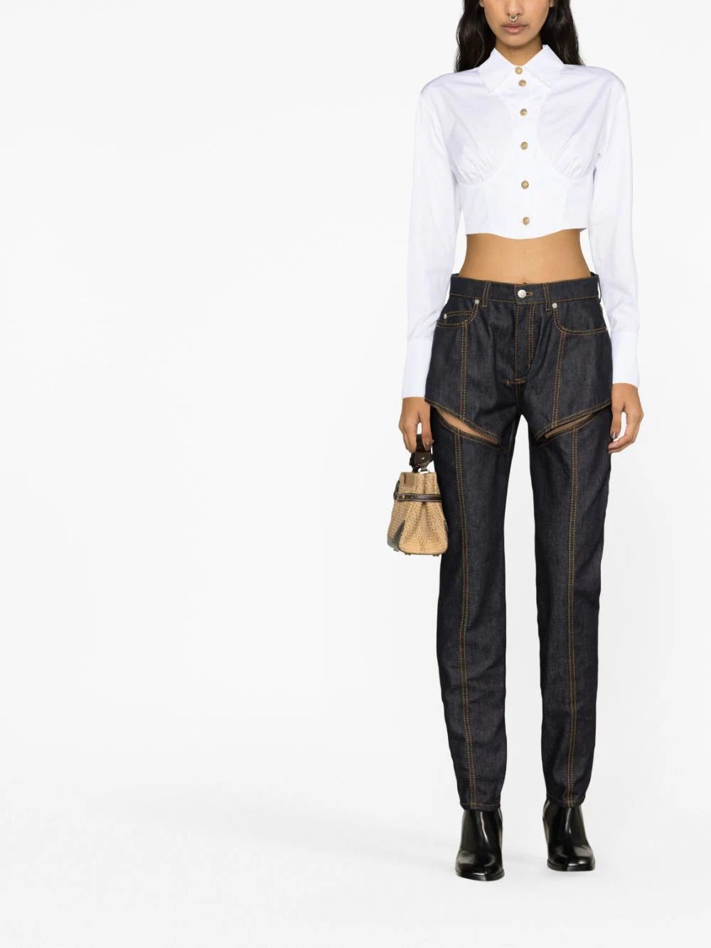 Balmain cropped ruched cotton shirt - Image 2