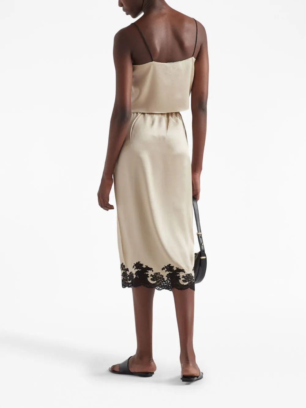 Prada lace-trimmed satin midi skirt - Image 3