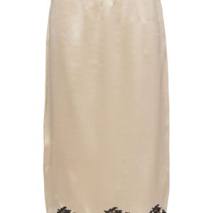 Prada  lace-trimmed satin midi skirt