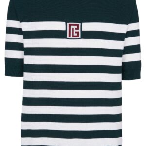 Balmain  embroidered-logo wool T-shirt