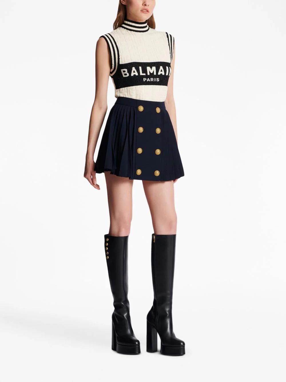 Balmain button-detail pleated miniskirt - Image 3