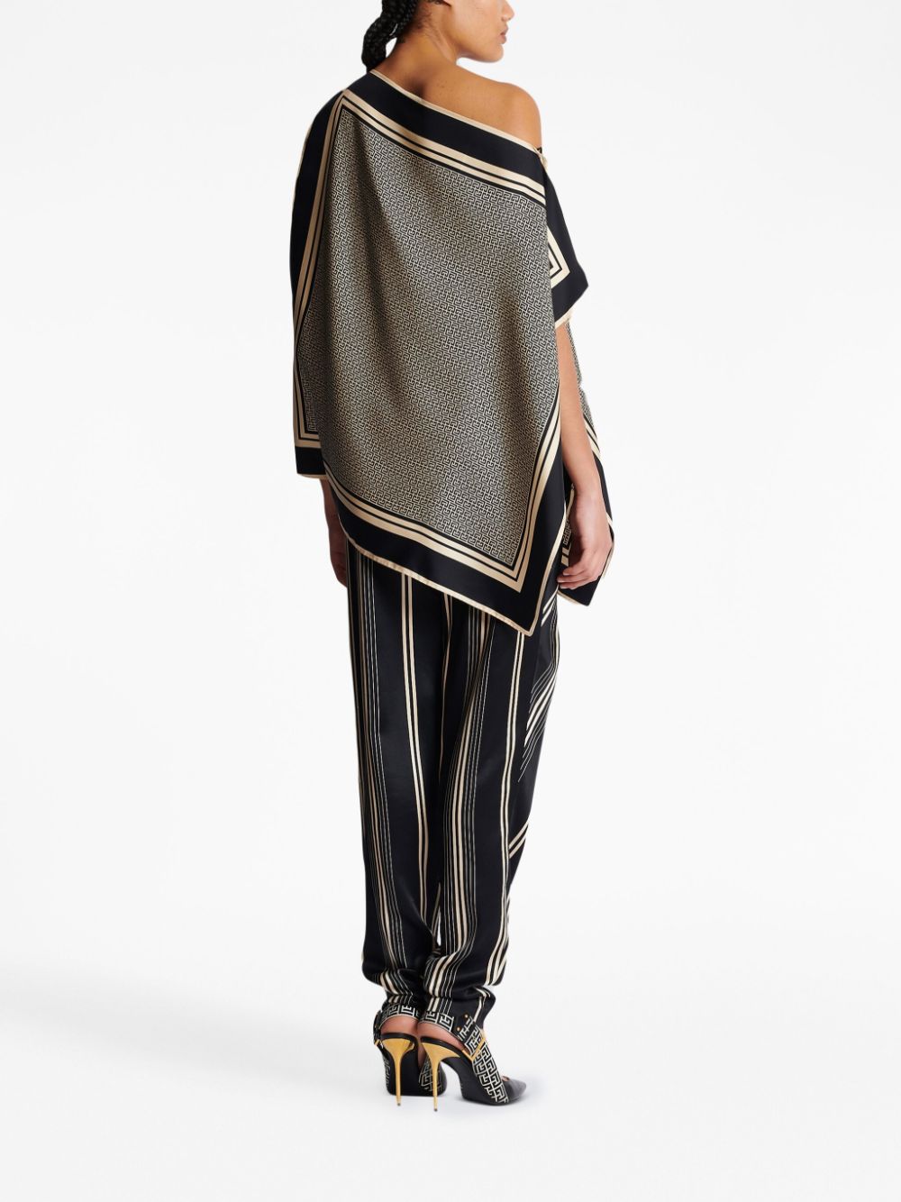 Balmain asymmetric monogram silk top - Image 4