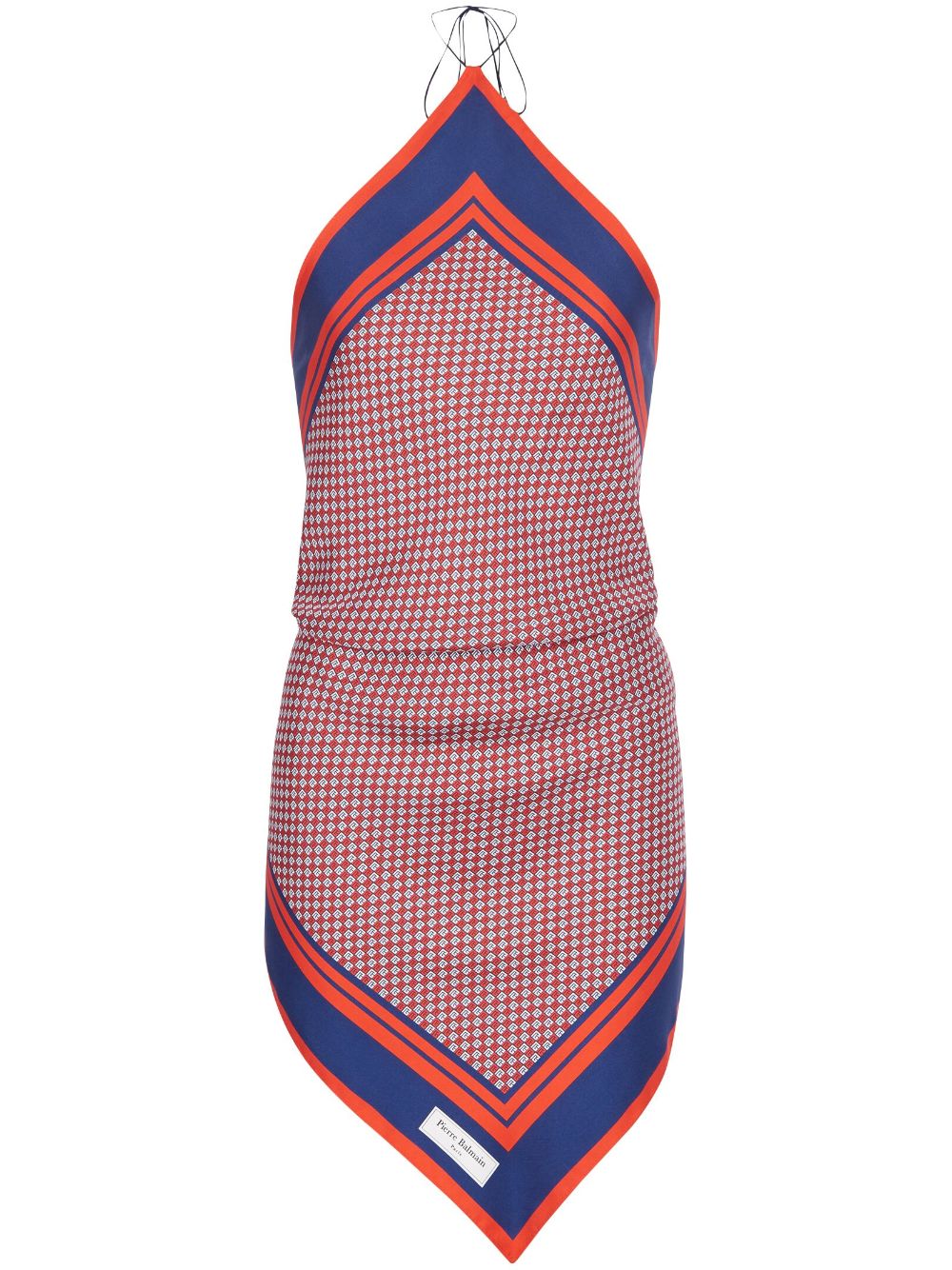 Balmain monogram-print silk halterneck top