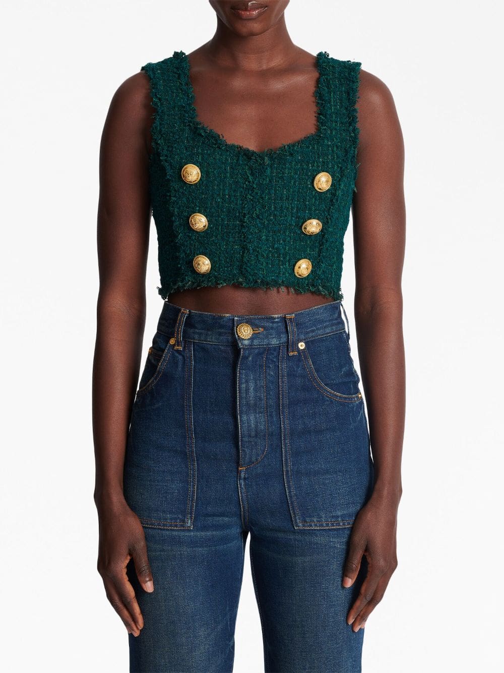 Balmain 6-Buttons tweed cropped top - Image 5
