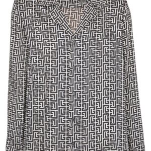 Balmain monogram-print button-up shirt